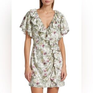 Cinq a Sept Evans Floral Ruffle Mini Dress -‎ Size 8